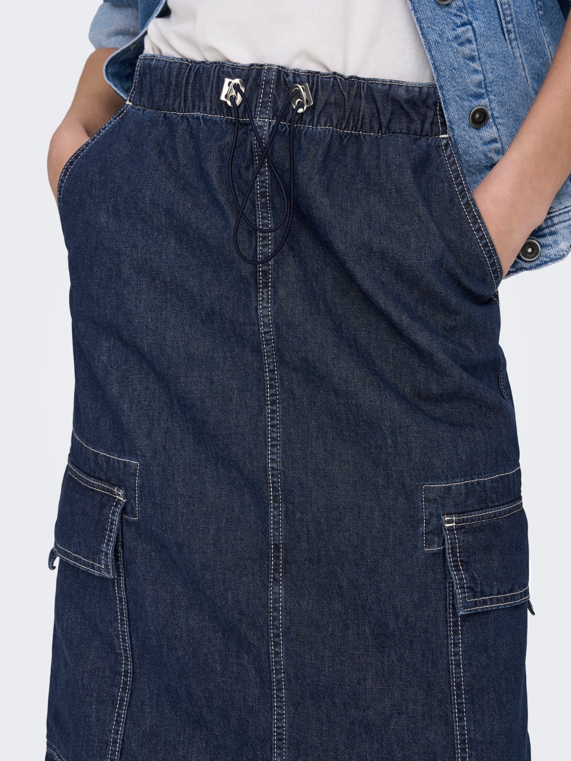 Cargo Denim Long Skirt