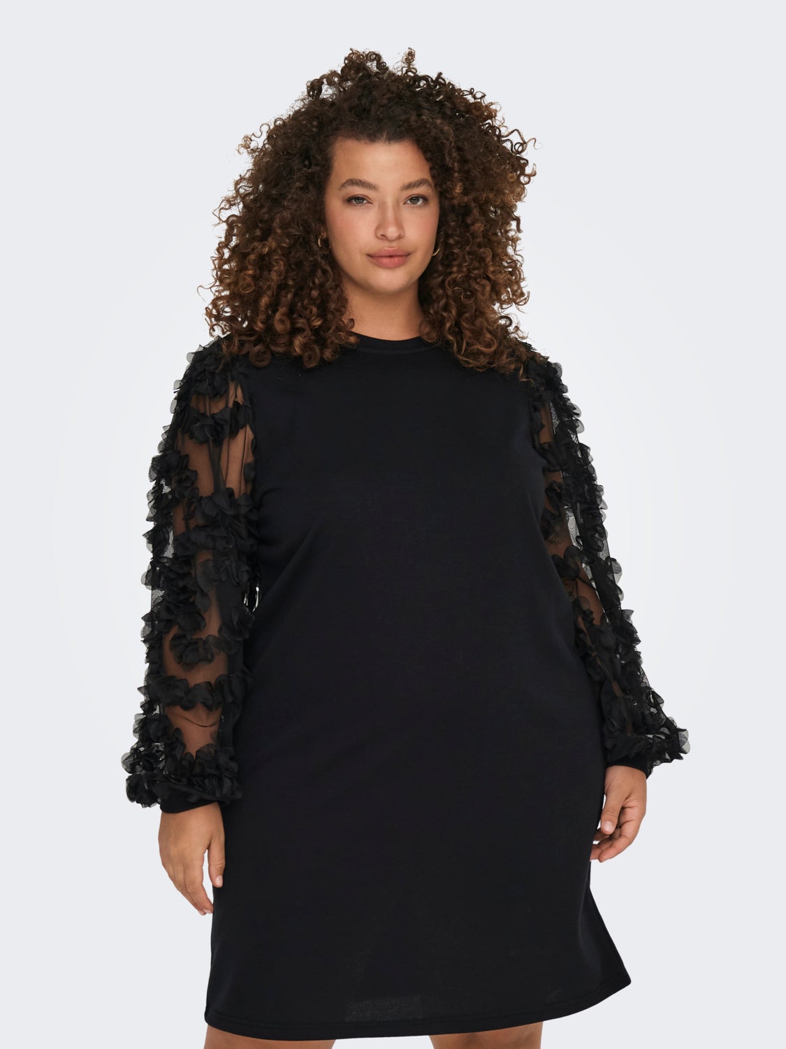 Curvy sweat dress with puff sleeves