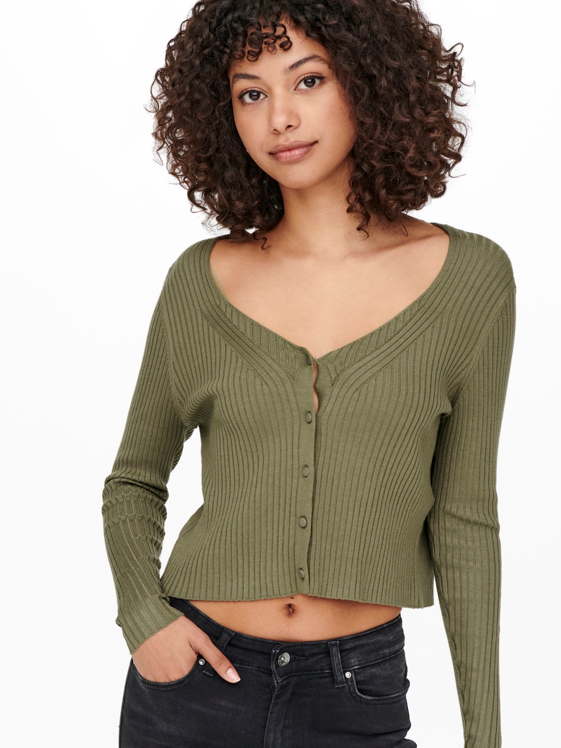 Fitted V-neck Knitted Cardigan