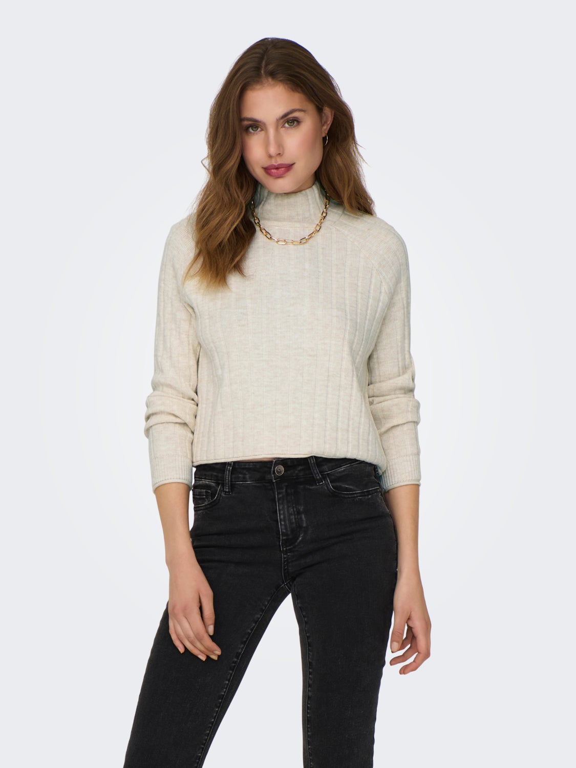 High neck knitted pullover