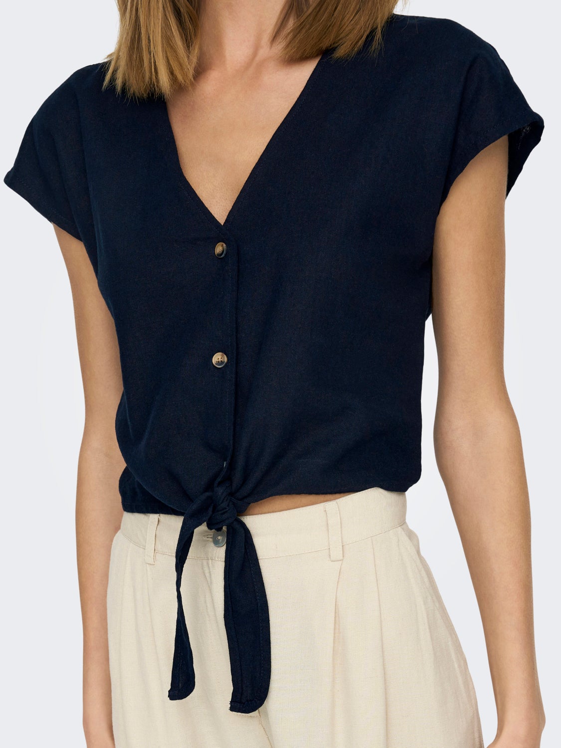 Short Sleeved Shirt With Knot Detail