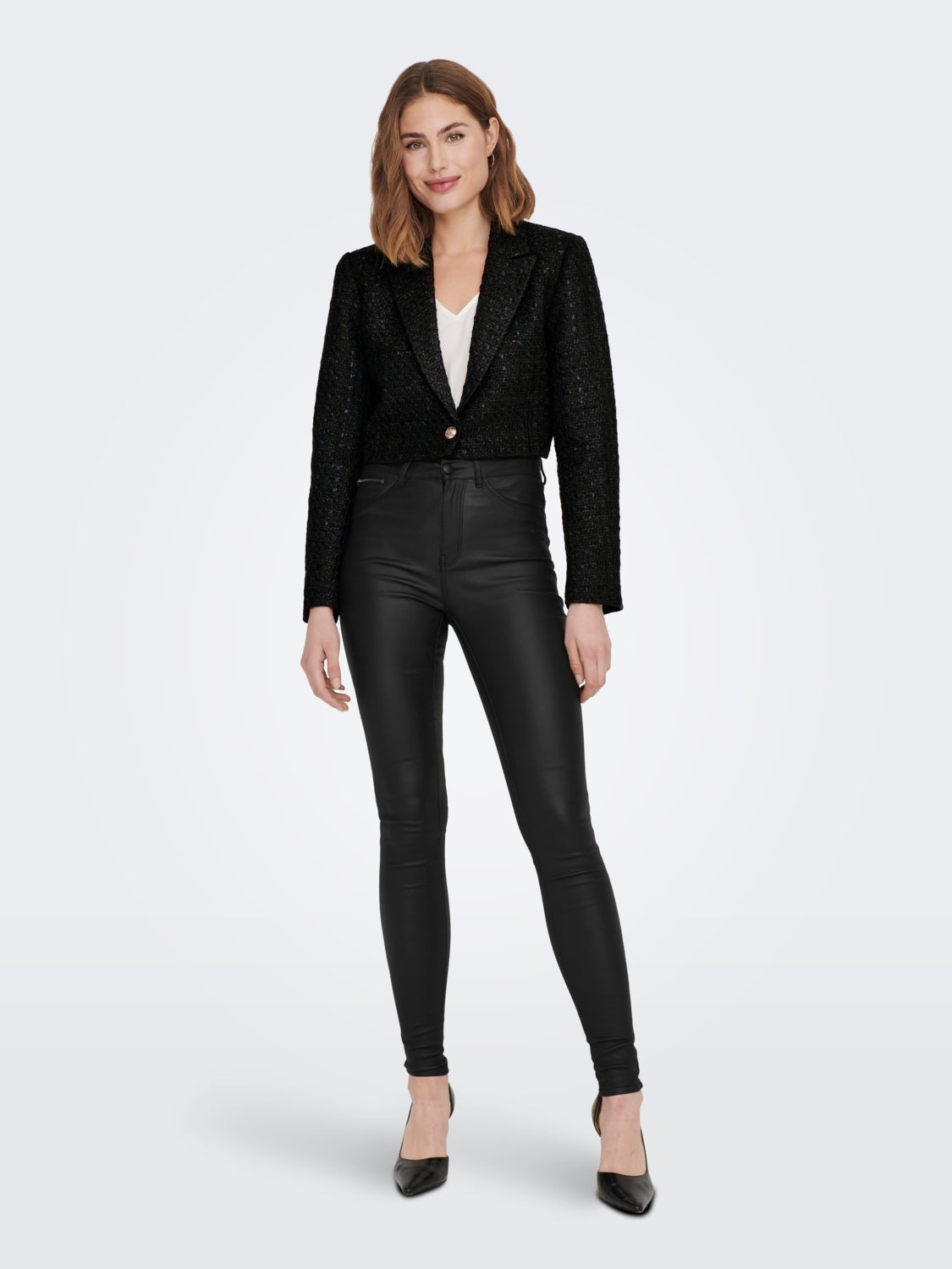 Cropped texture blazer