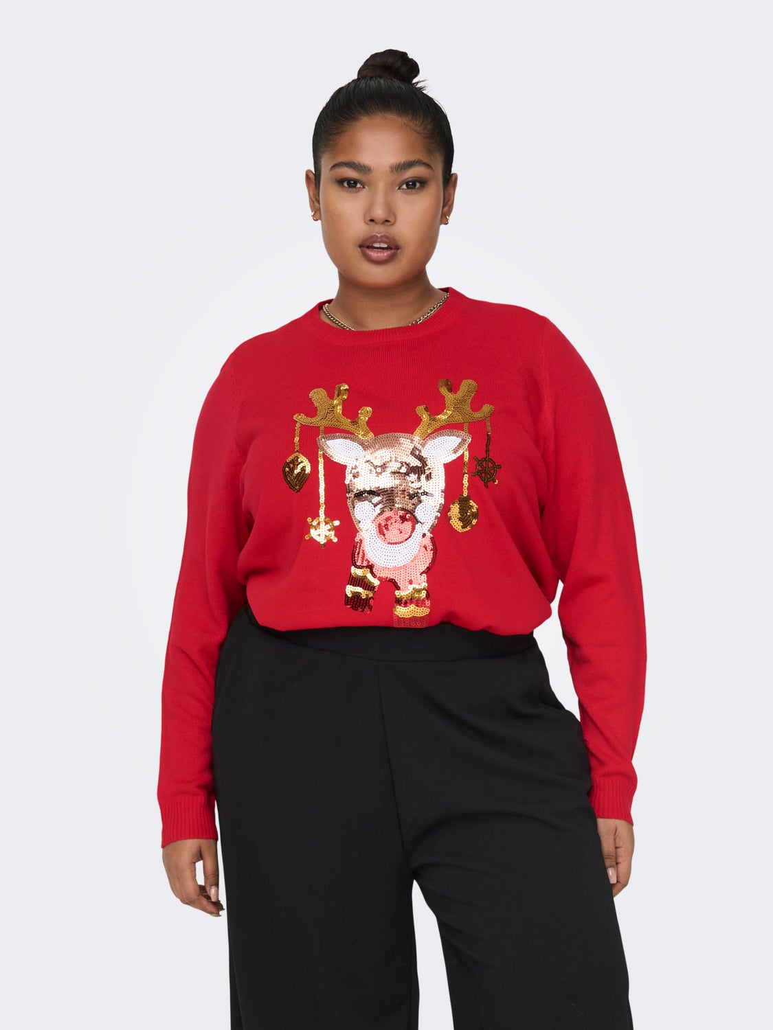 Curvy glitter christmas knitted pullover