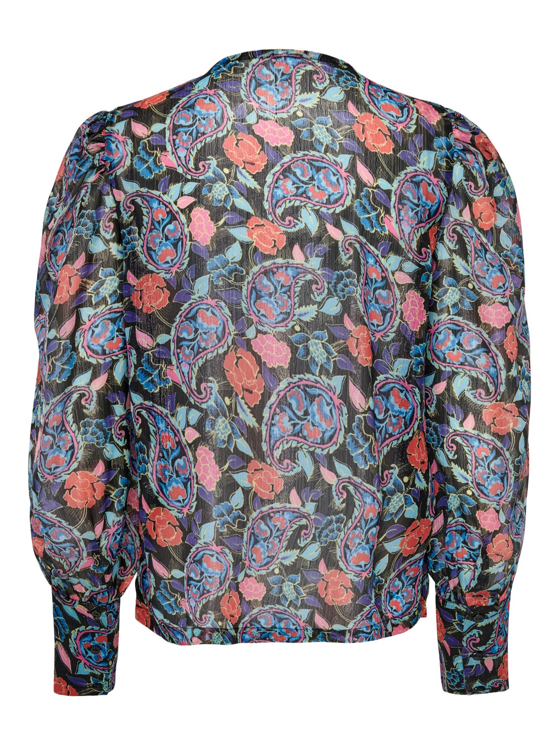 Patterned V-neck Long Sleeved Top