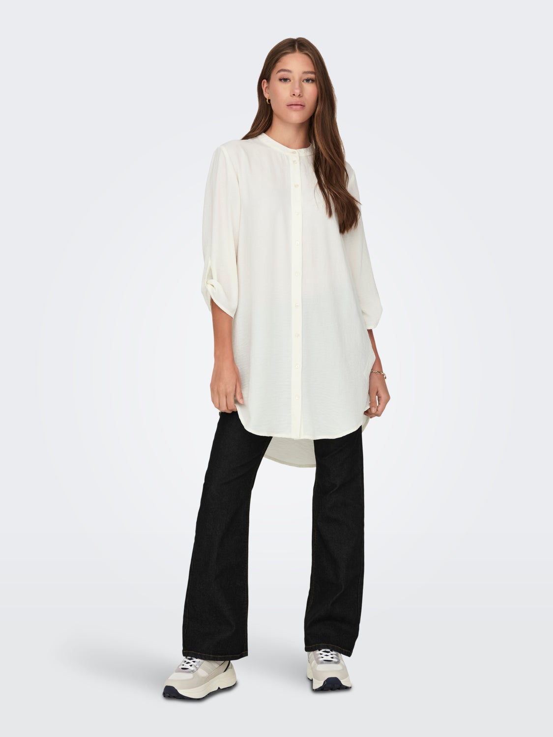 Mini shirt dress with china collar