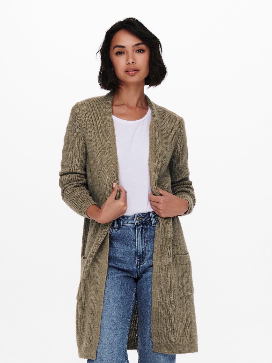long knit cardigan with pockets