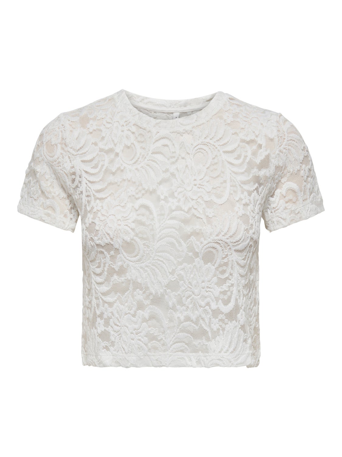 Cropped lace Short Sleeved Top