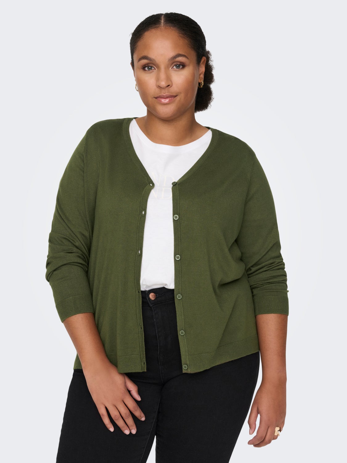 Curvy Solid Knitted Cardigan