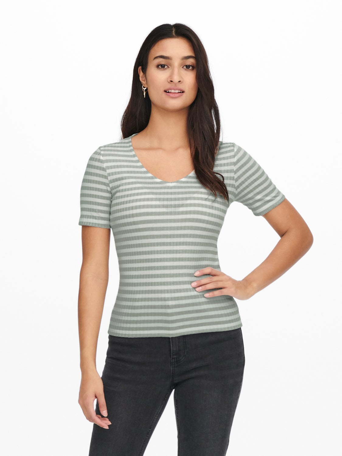 Striped V-Neck Top