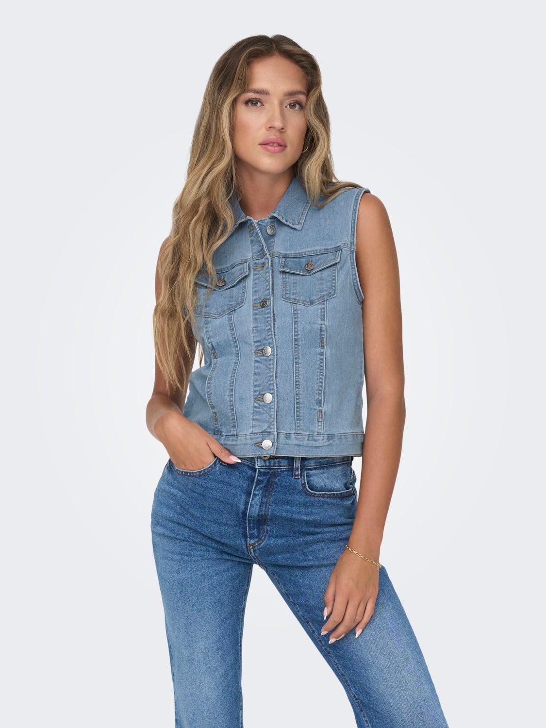 Denim jacket without sleeves