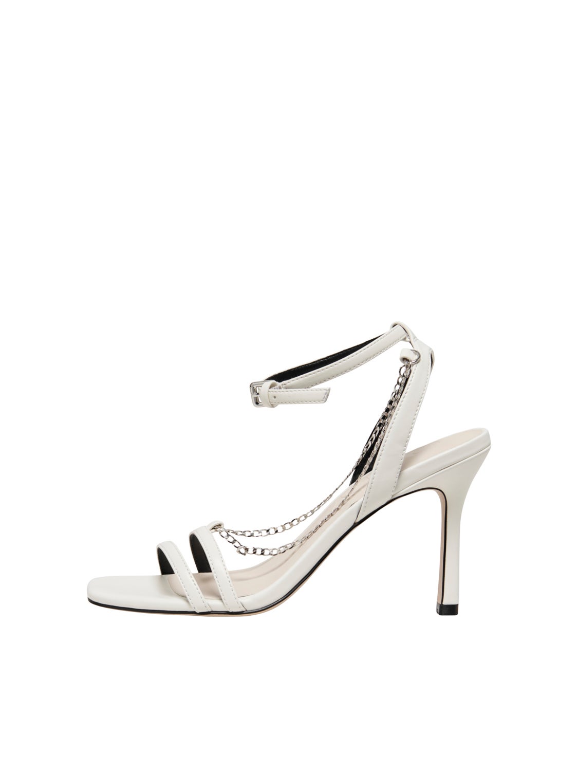 Heeled sandal with chain