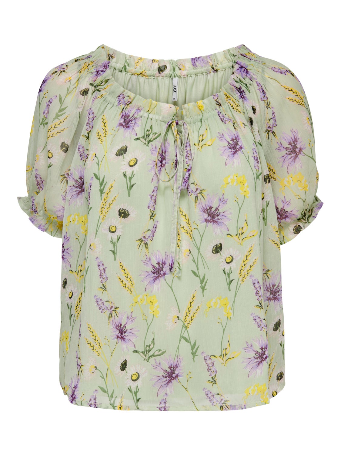 Patterned ruffle Short Sleeved Top