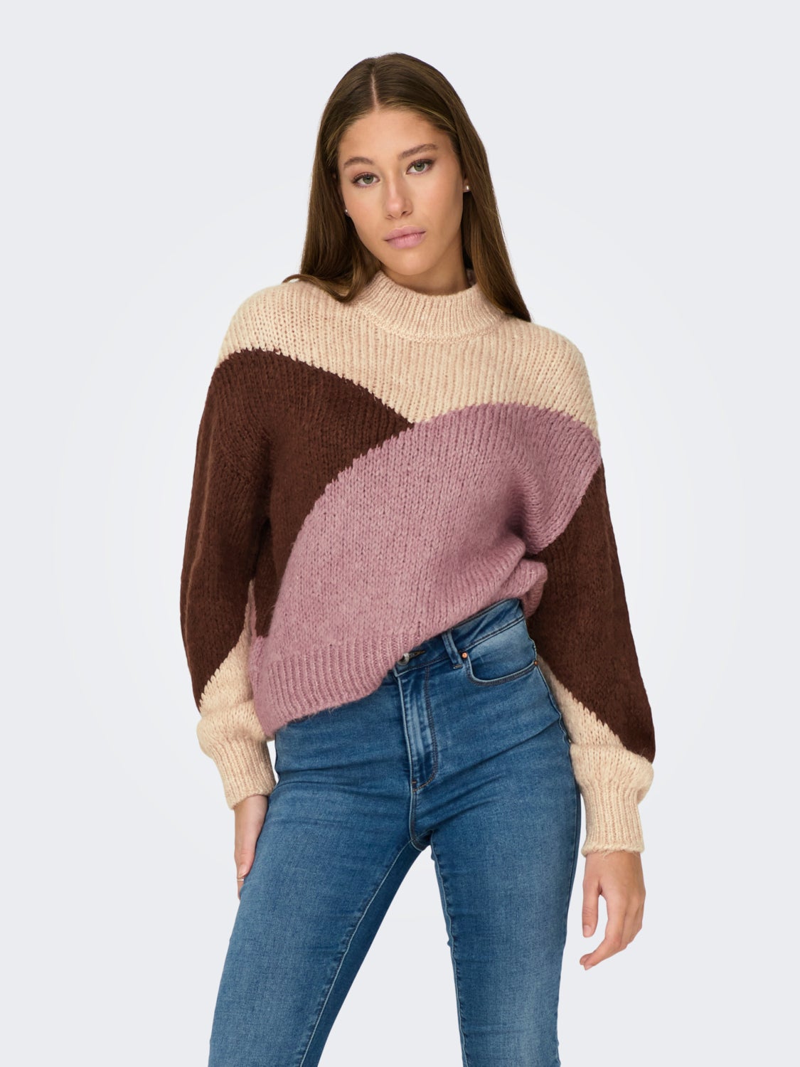High-neck knitted pullover