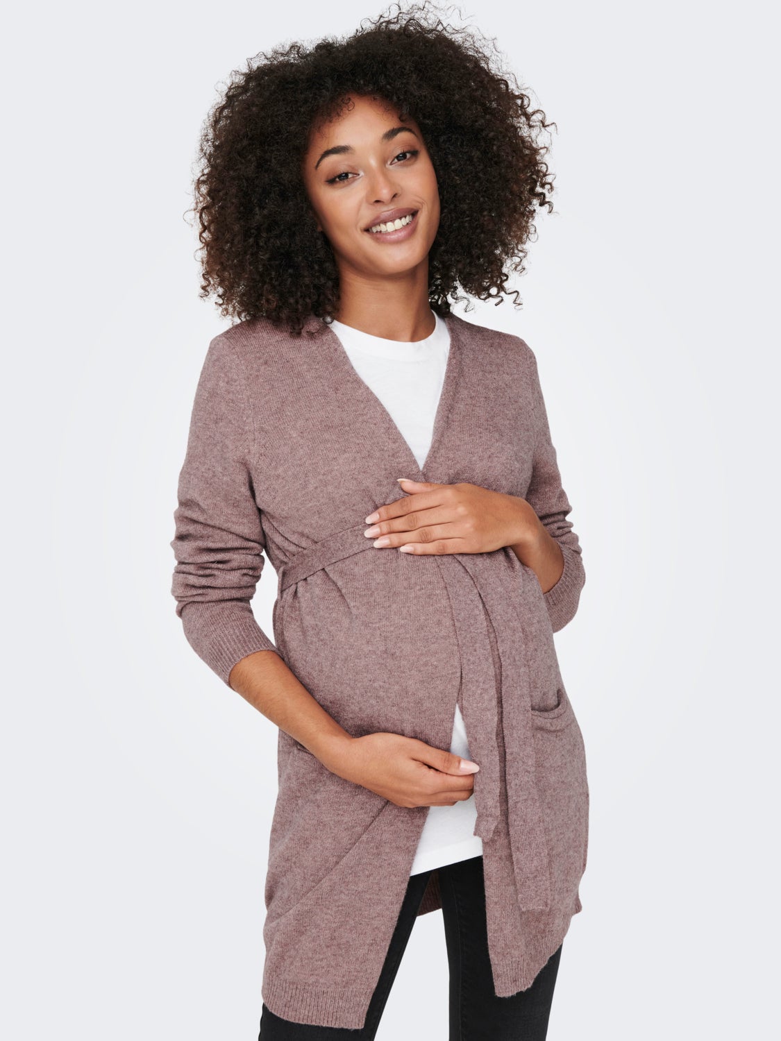 Mama Long Belt Knitted Cardigan