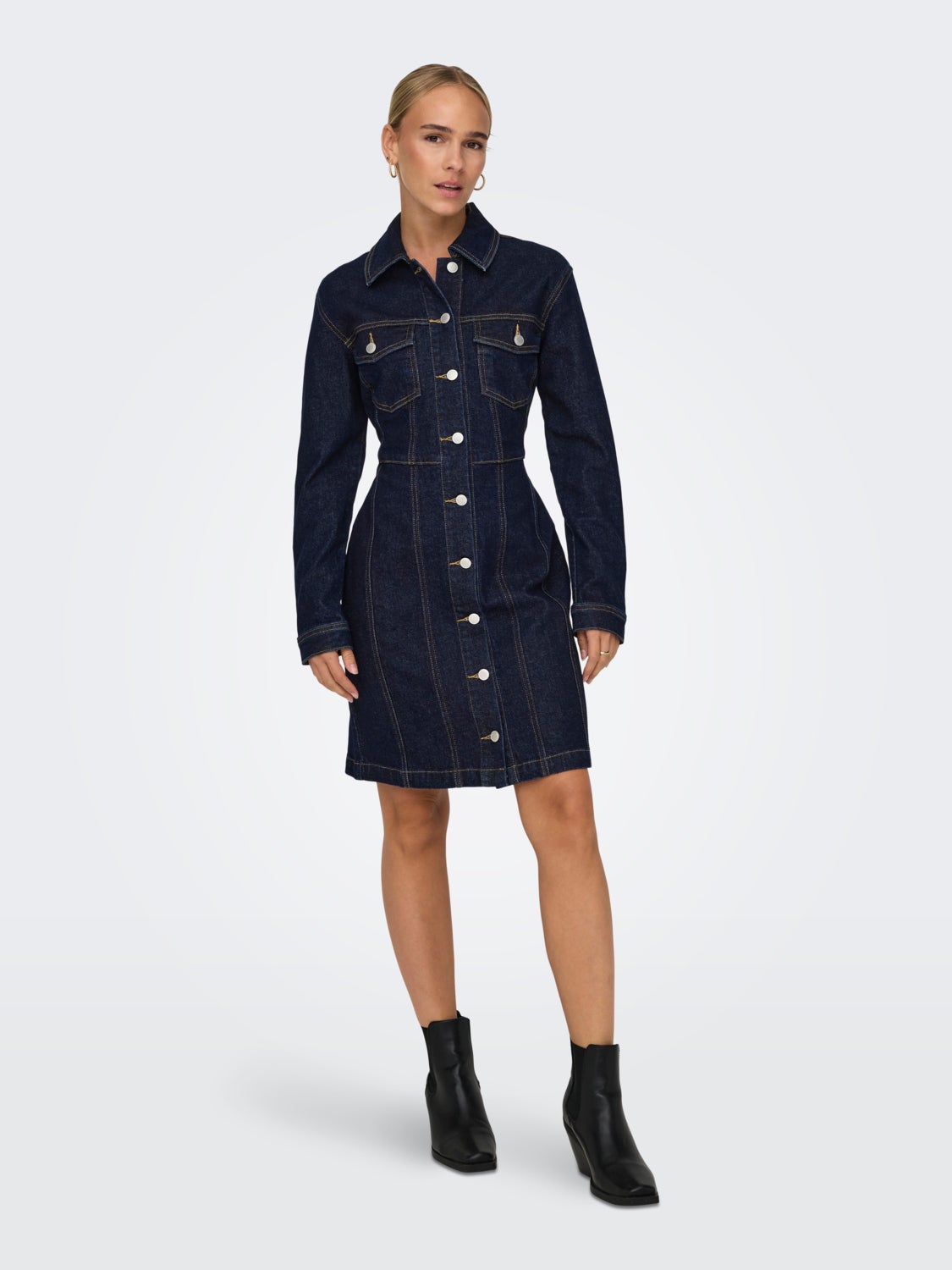 Denim shirt dress with buttons