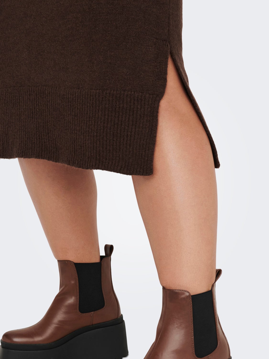 Curvy roll neck knit dress