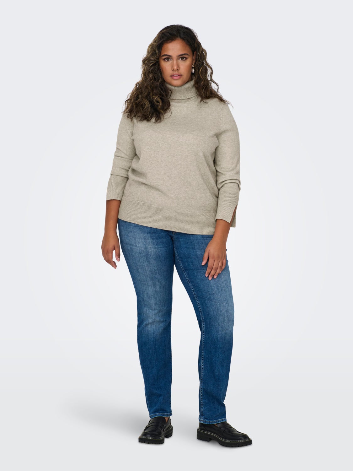 Curvy knit sweat with high neck