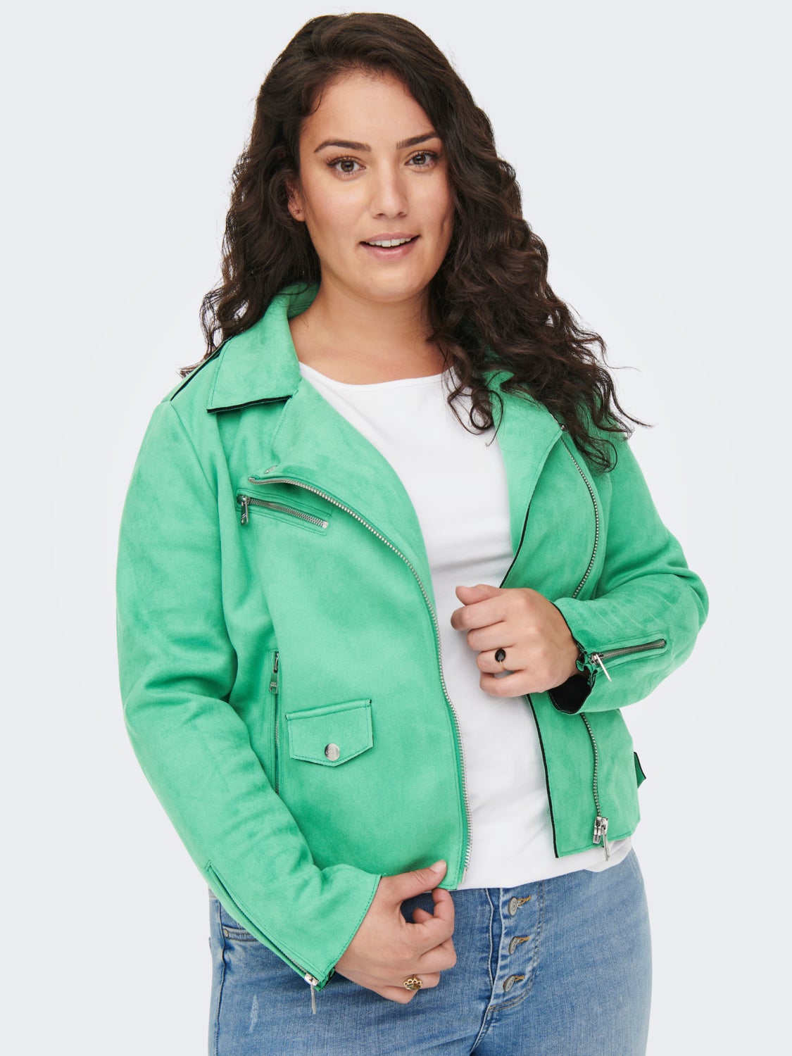 Curvy faux suede Jacket
