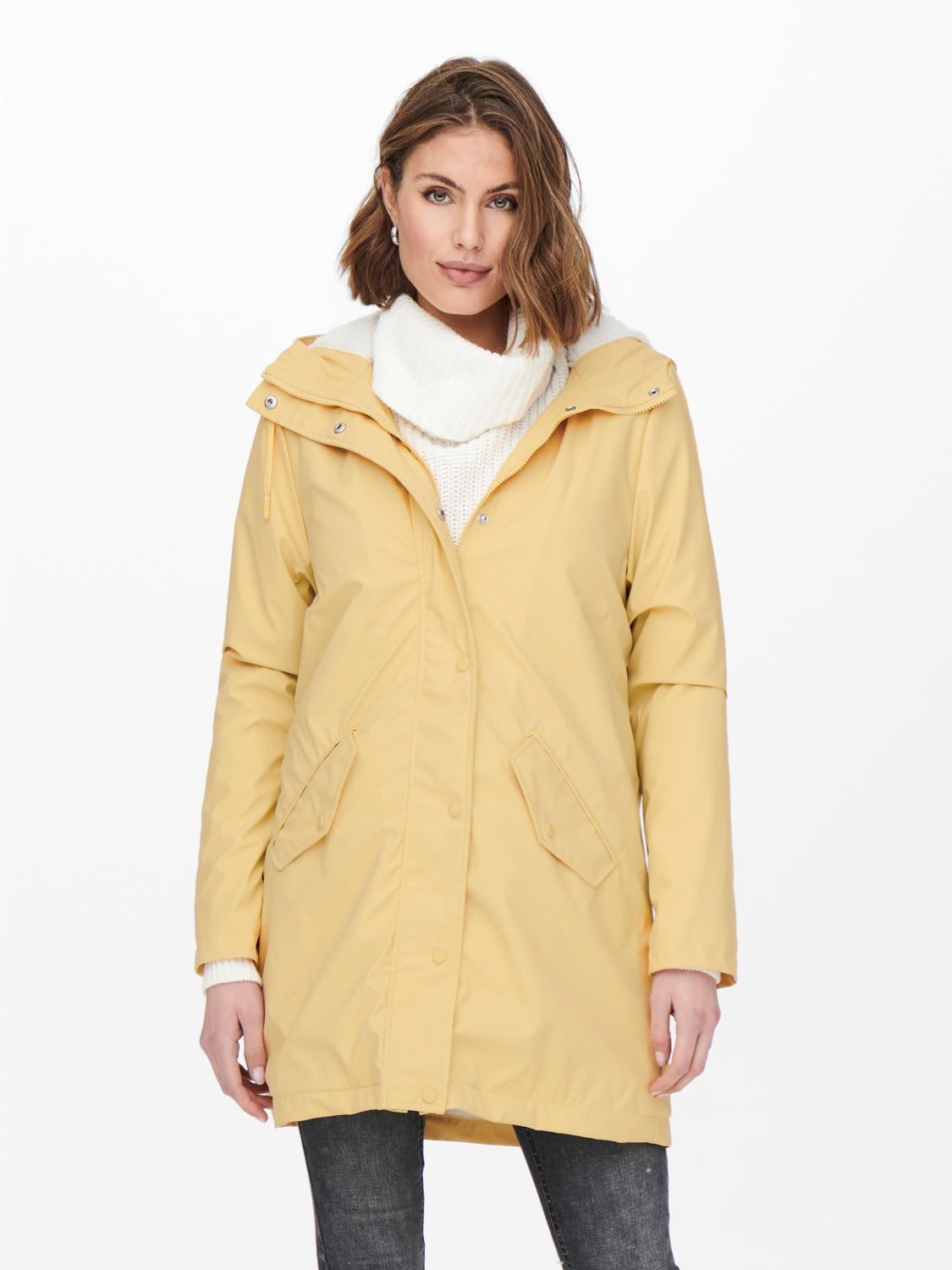Rain jacket with teddy lining