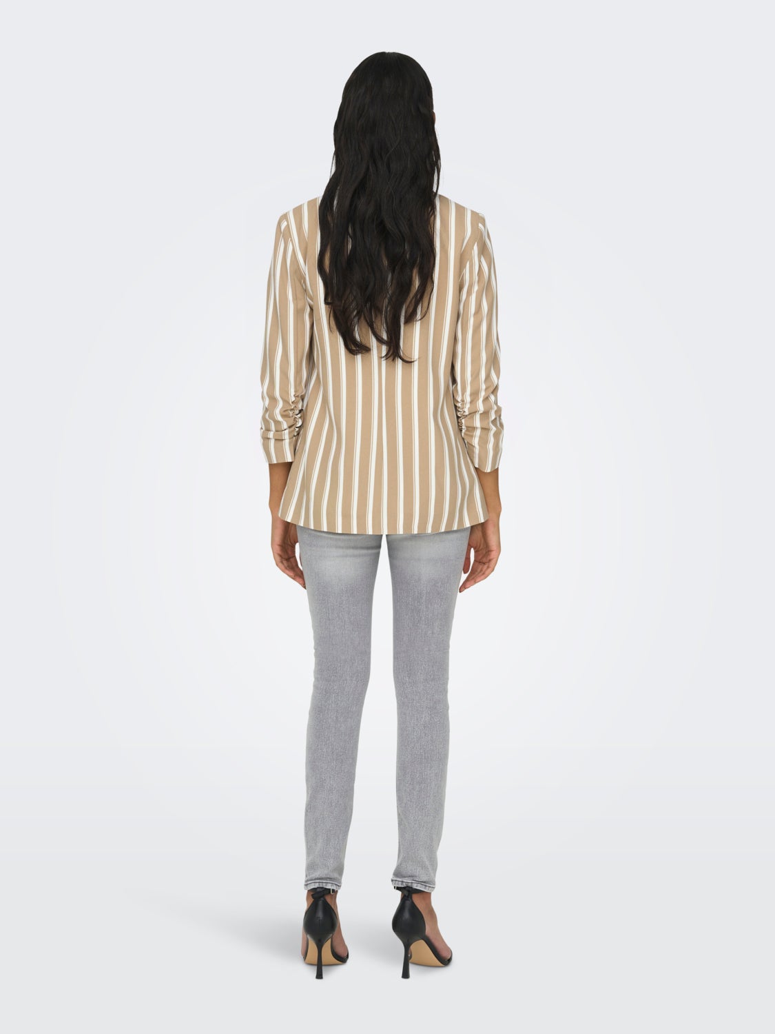 3/4-Sleeve Striped Blazer