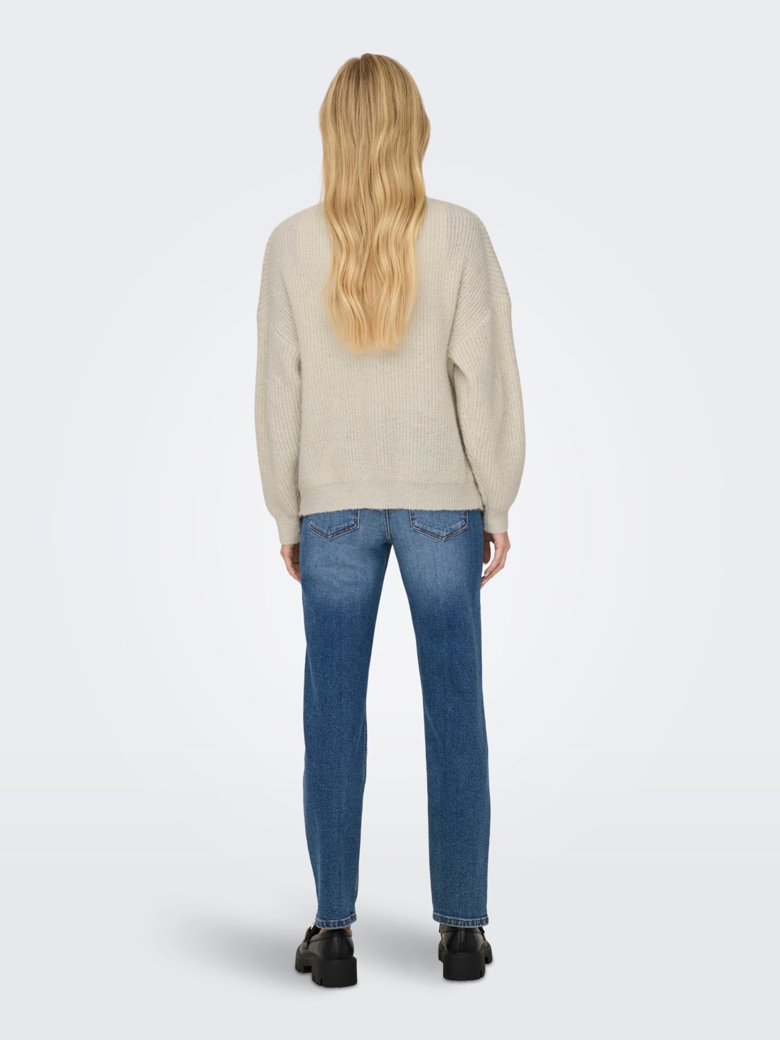 Knit cardigan with high neck