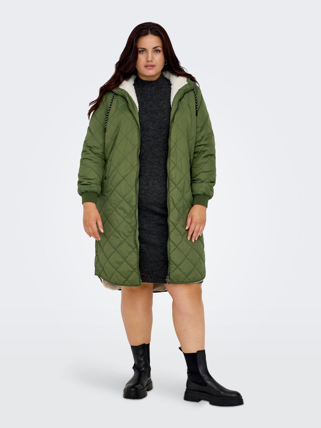 curvy Long hooded jacket