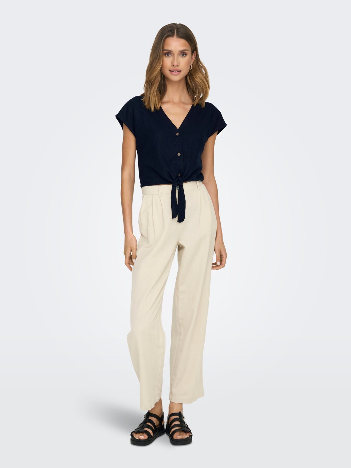 Short Sleeved Shirt With Knot Detail