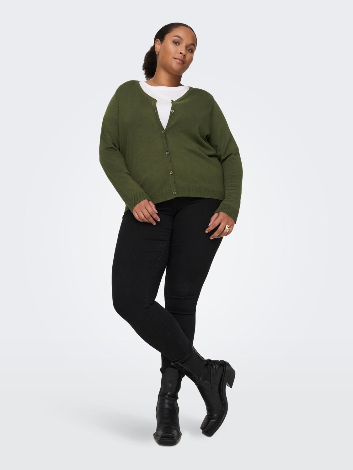 Curvy Solid Knitted Cardigan