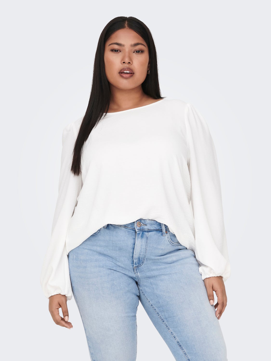 Curvy balloon sleeve top