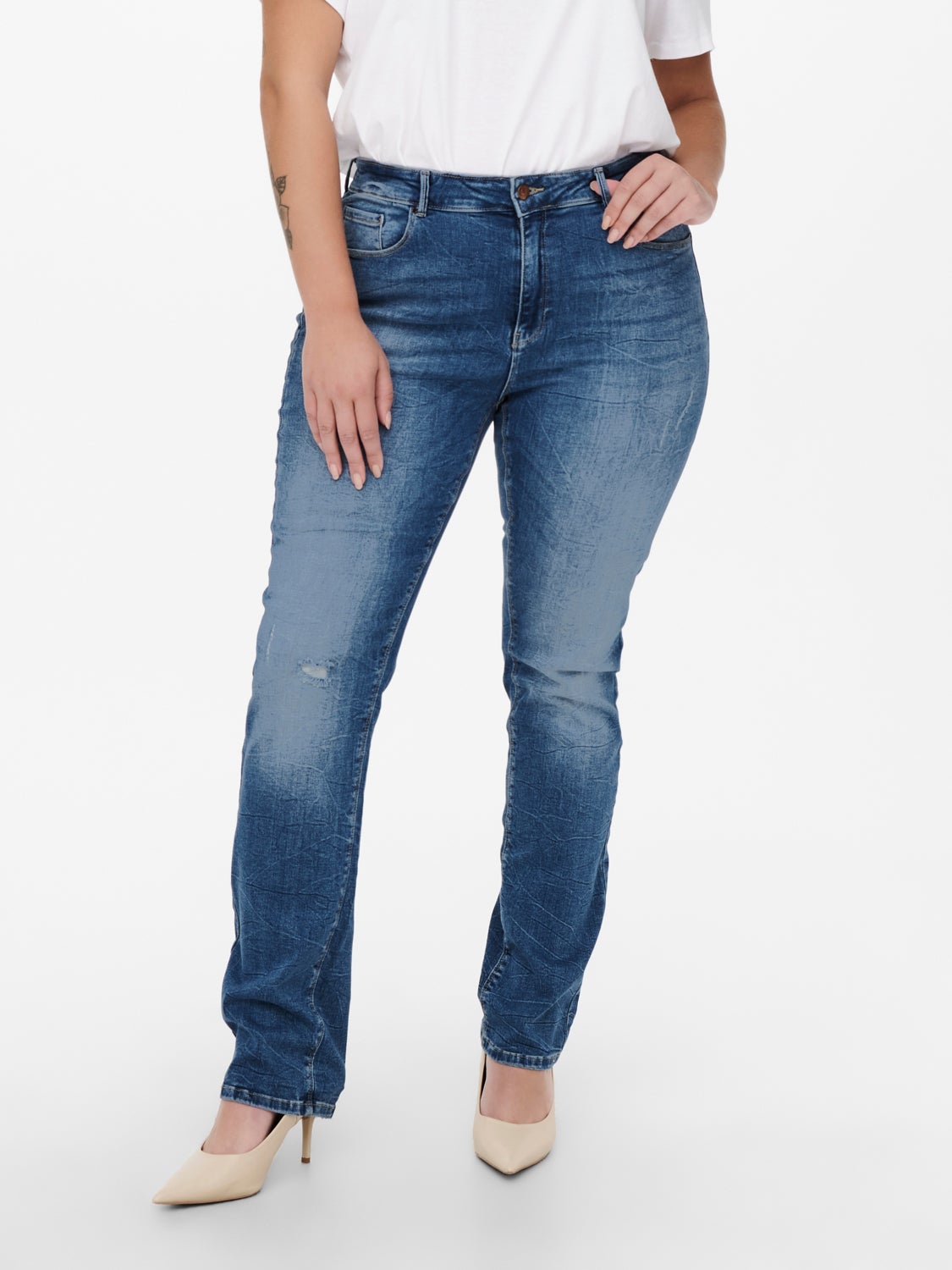 Curvy CARLaola straight fit high waisted jeans