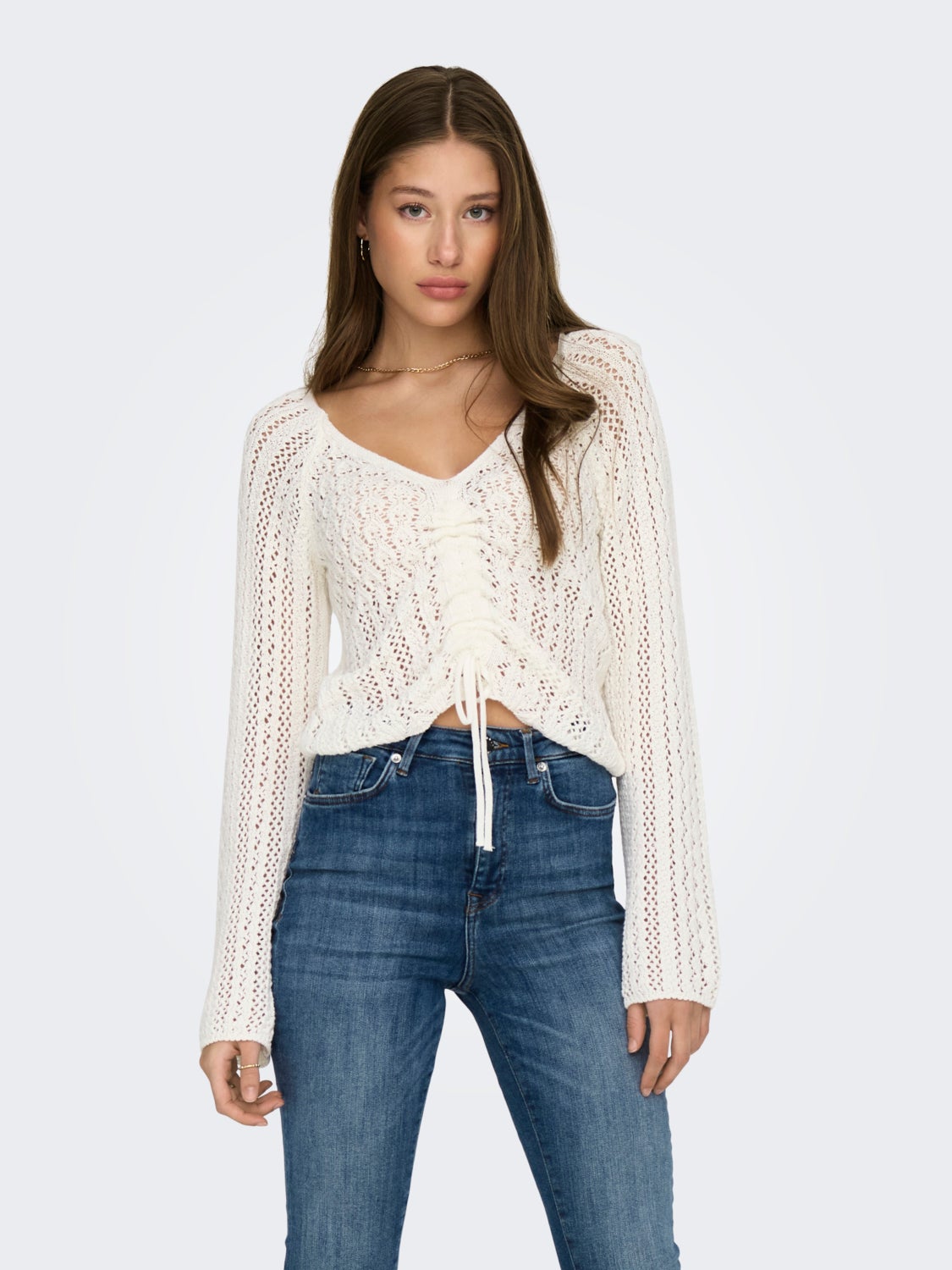 v-neck knit with ruching details