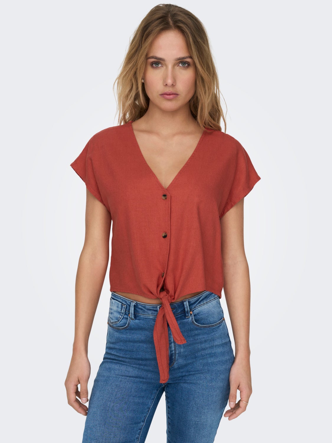 Short Sleeved Shirt With Knot Detail