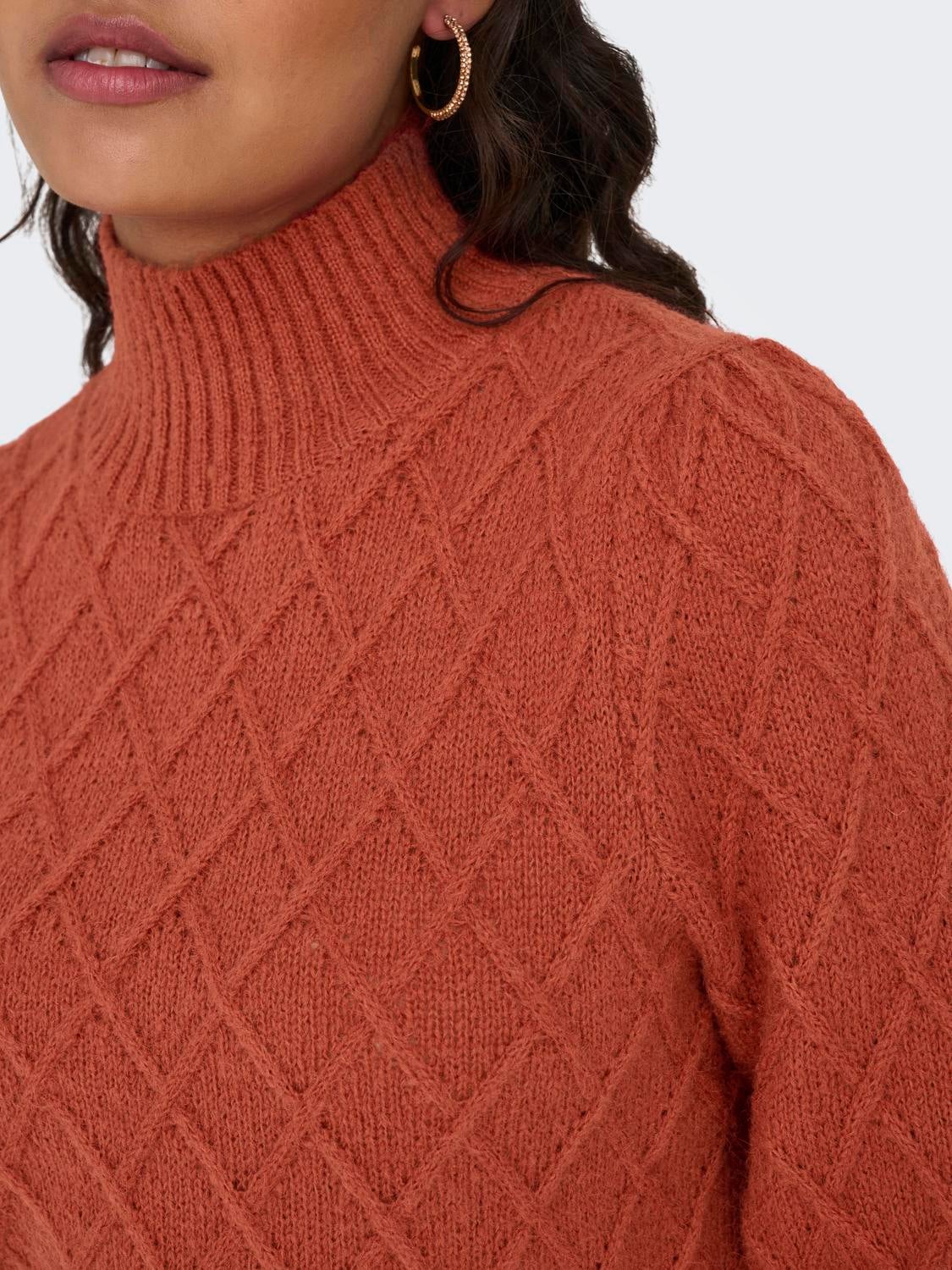 Knit pullover with high neck