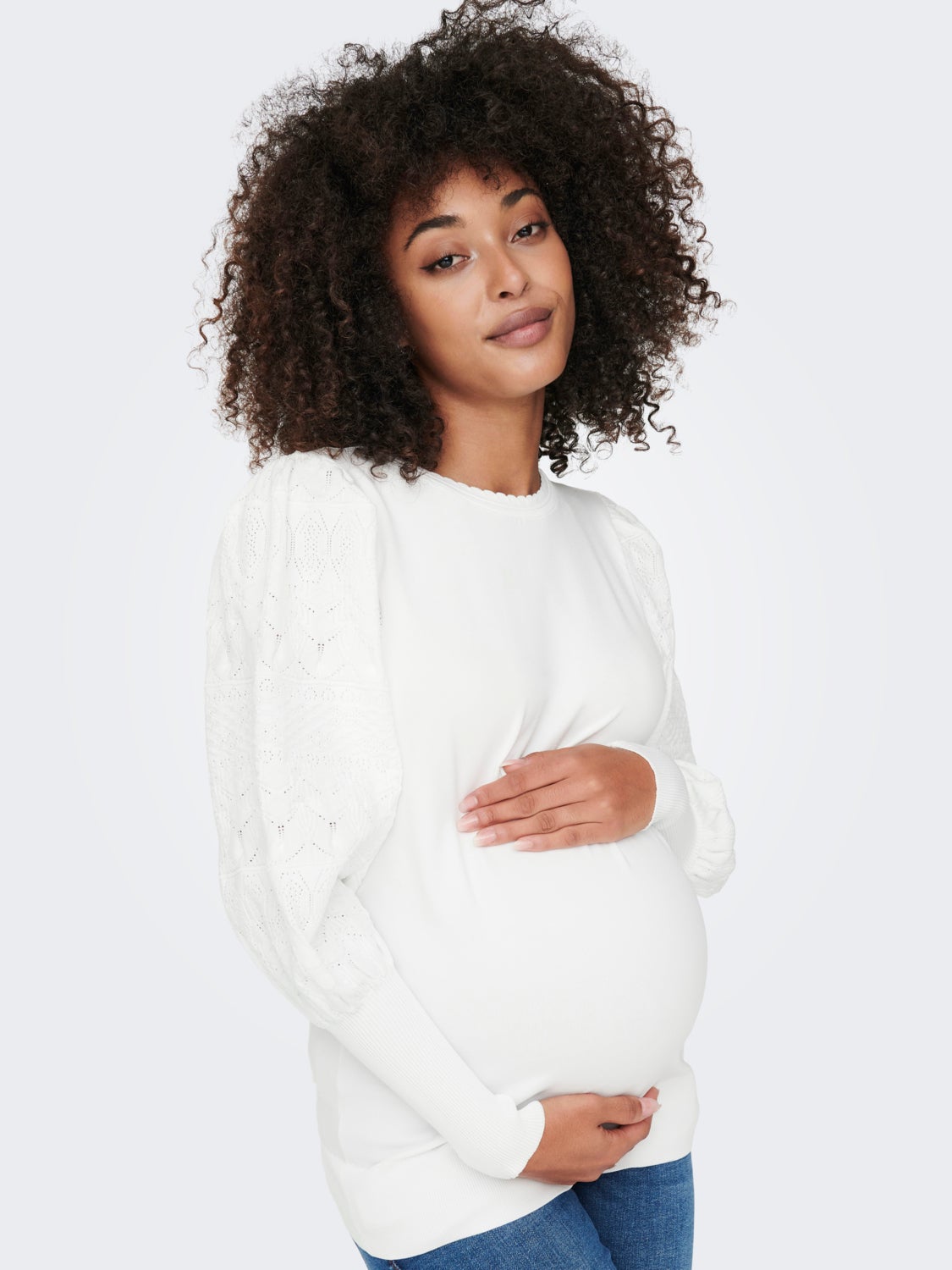 Mama O-neck Knitted Pullover