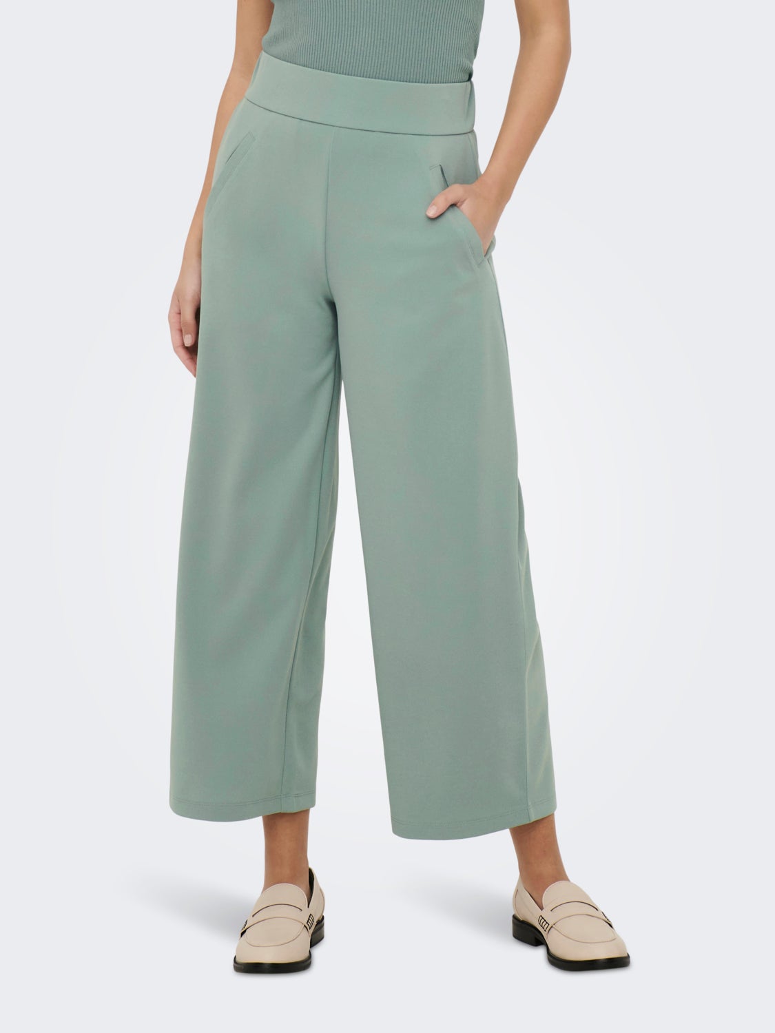 Cropped Wide Leg Trousers