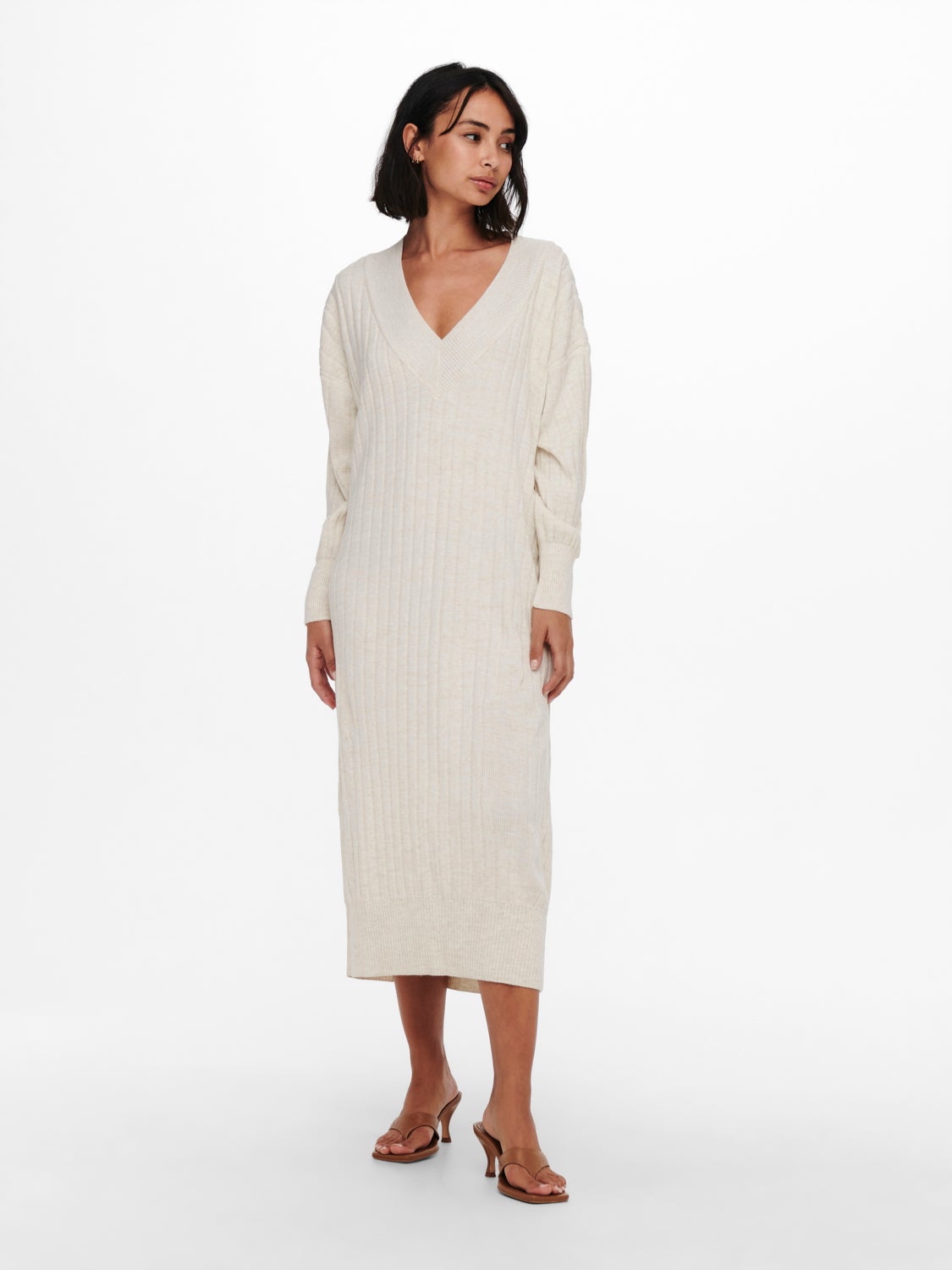 Midi V-Neck Knitted Dress