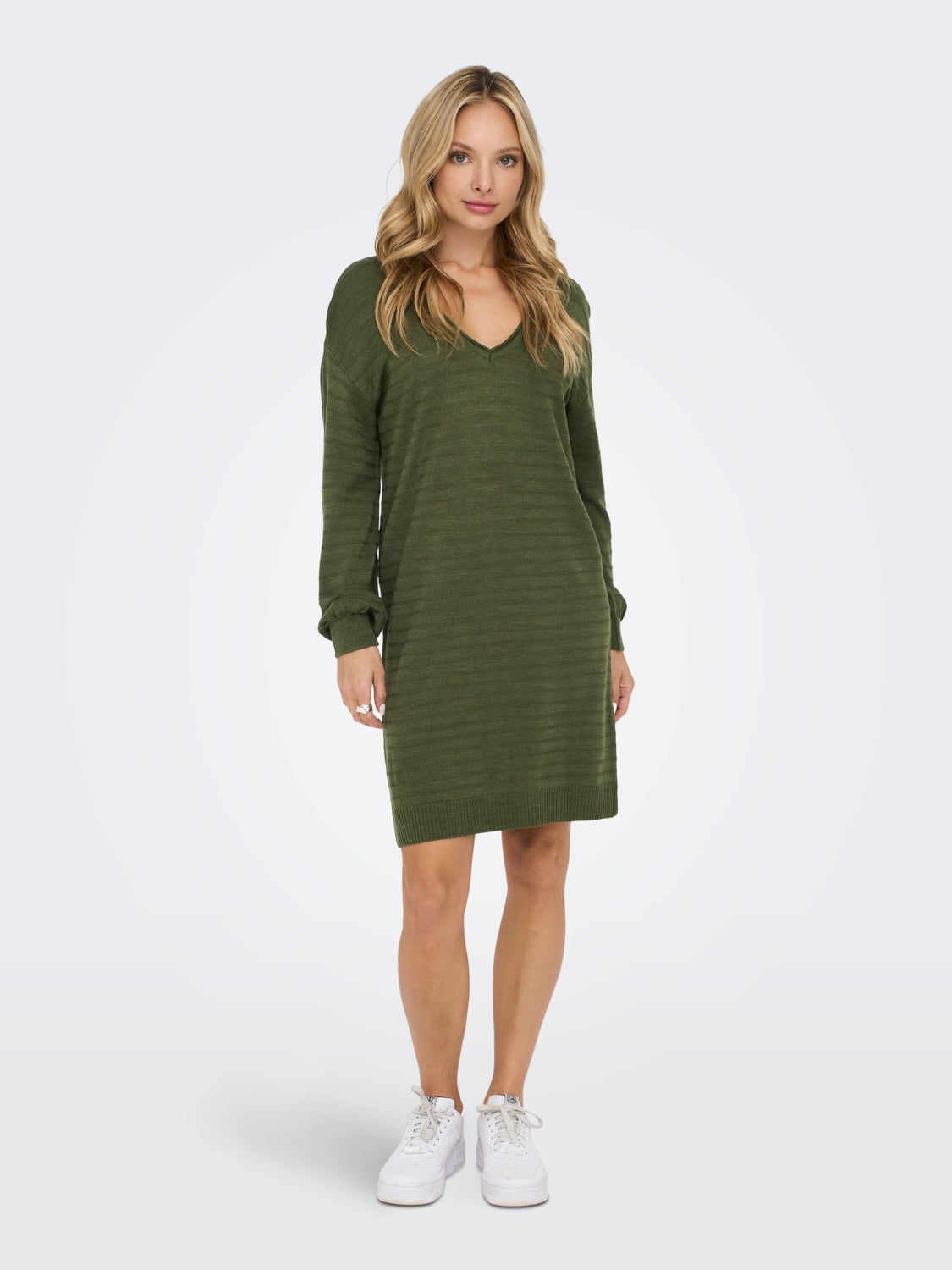 mini V-neck knitted dress