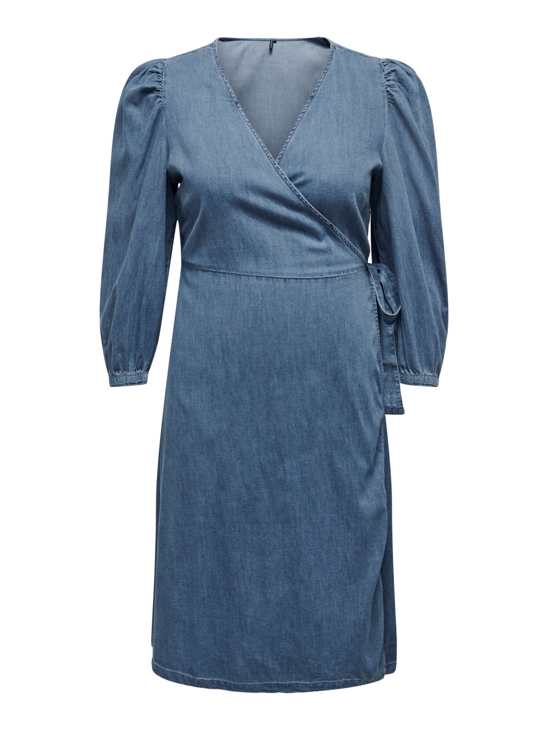 Curvy denim wrap midi dress