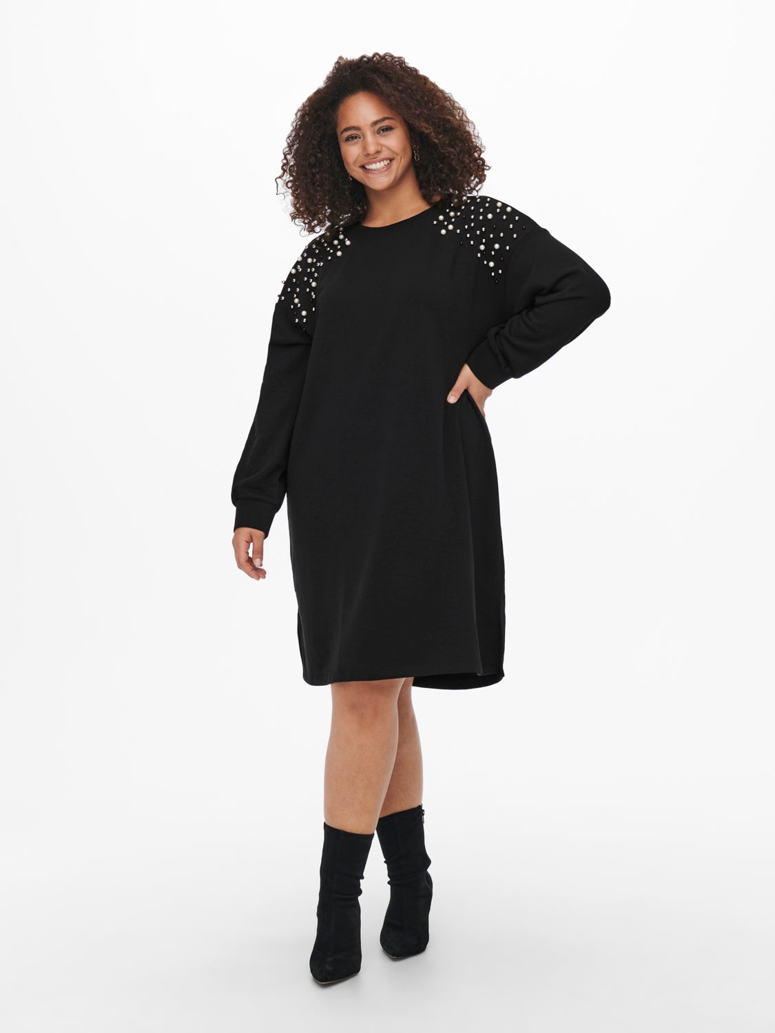 Curvy shoulder detailed sweat Dress