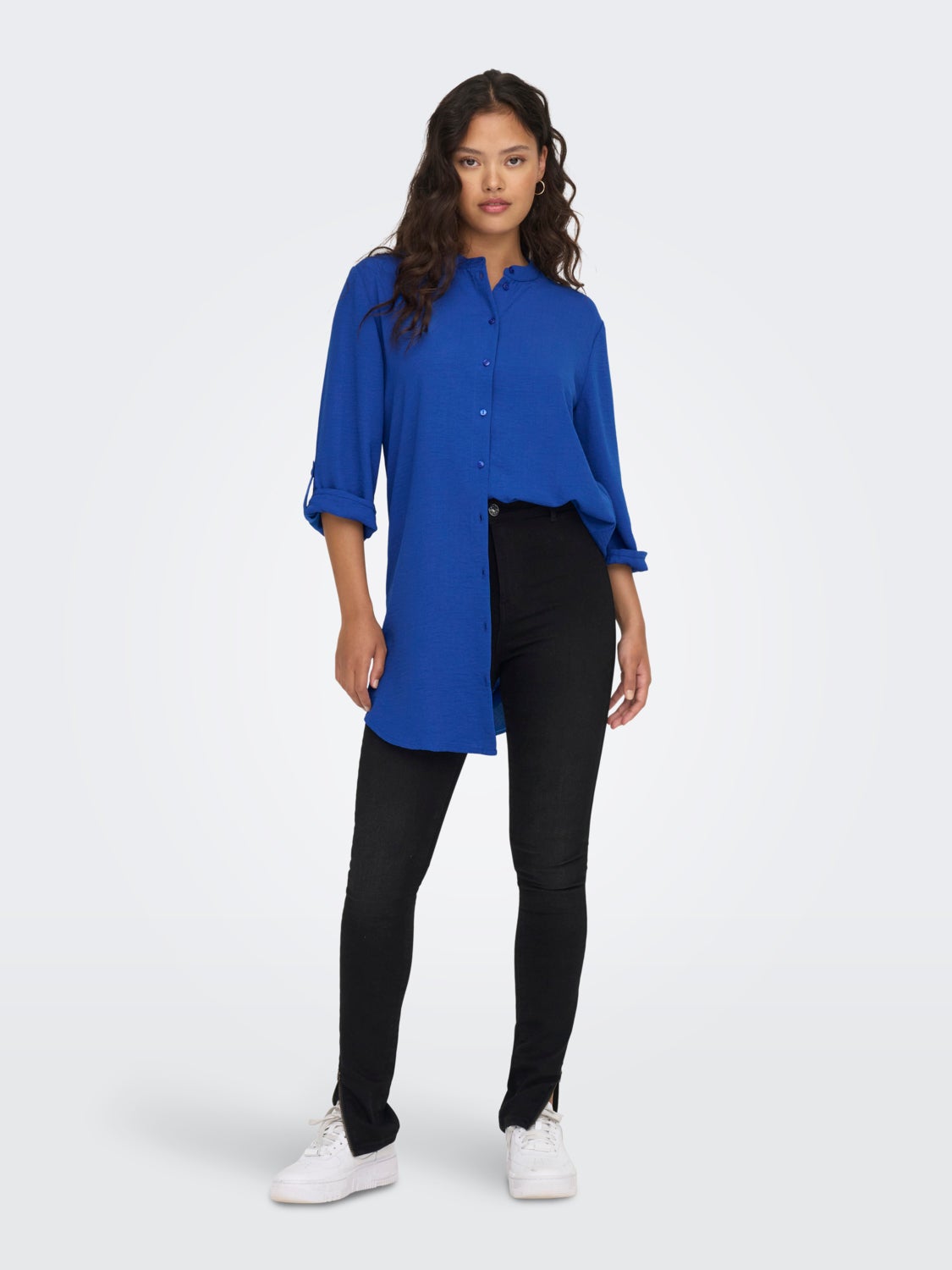 Mini shirt dress with china collar