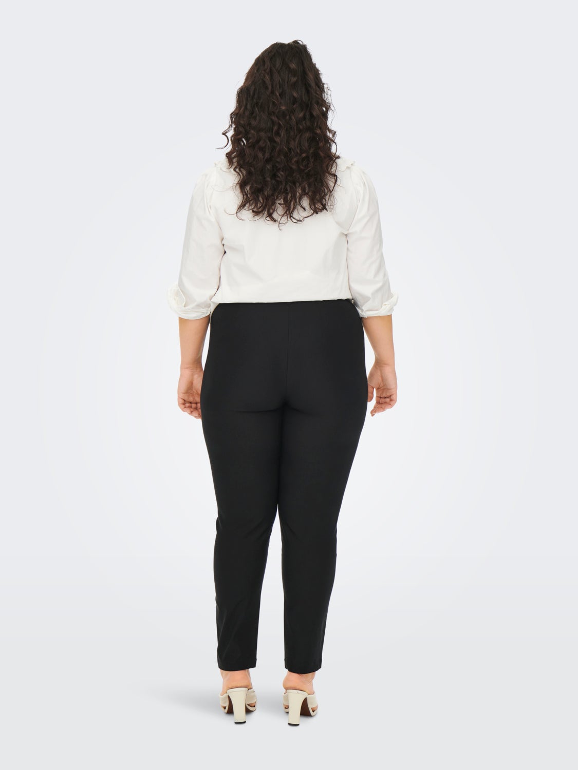 Curvy high waisted viscose blend trousers