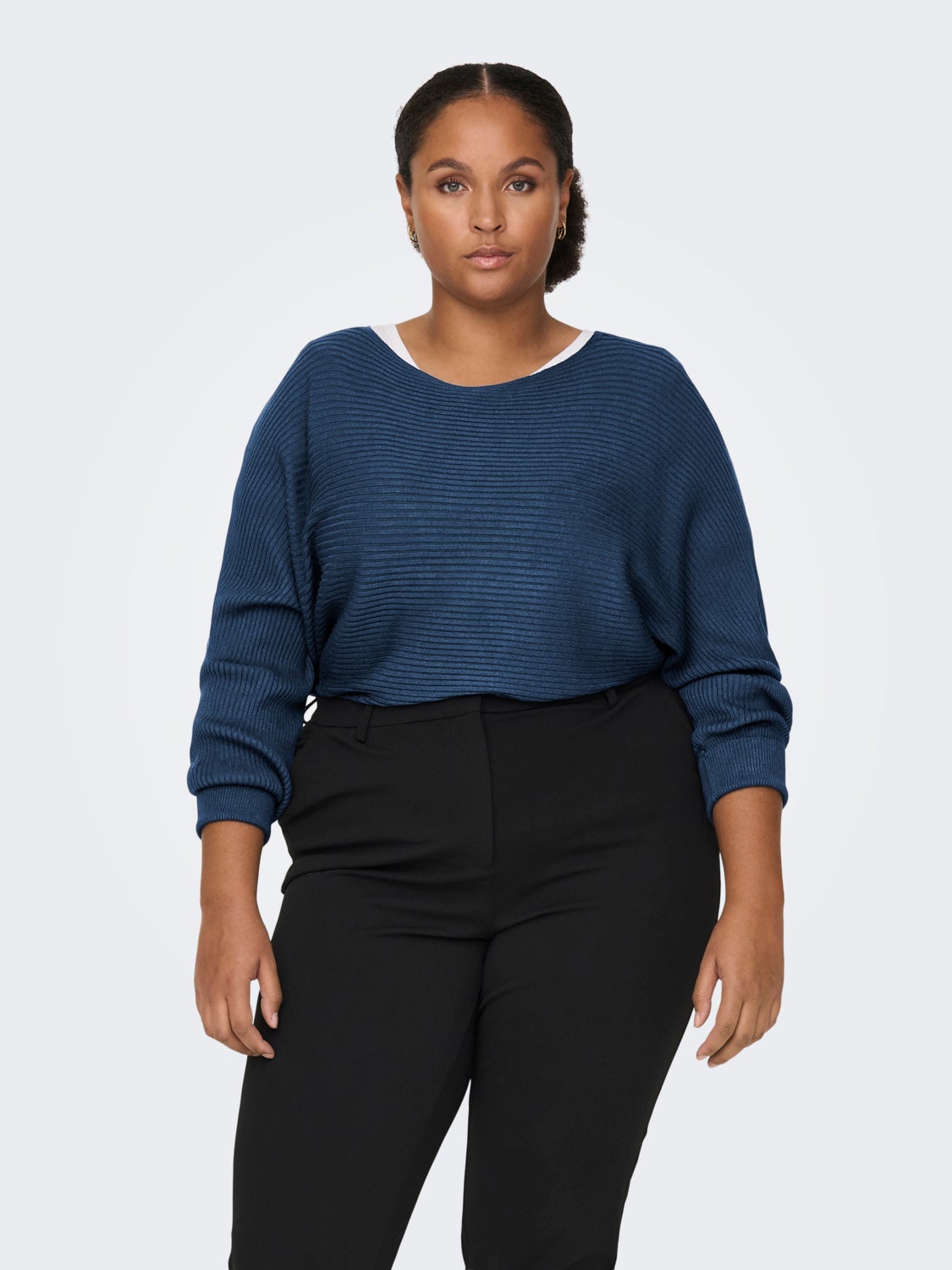 Curvy rib structured Knitted Pullover