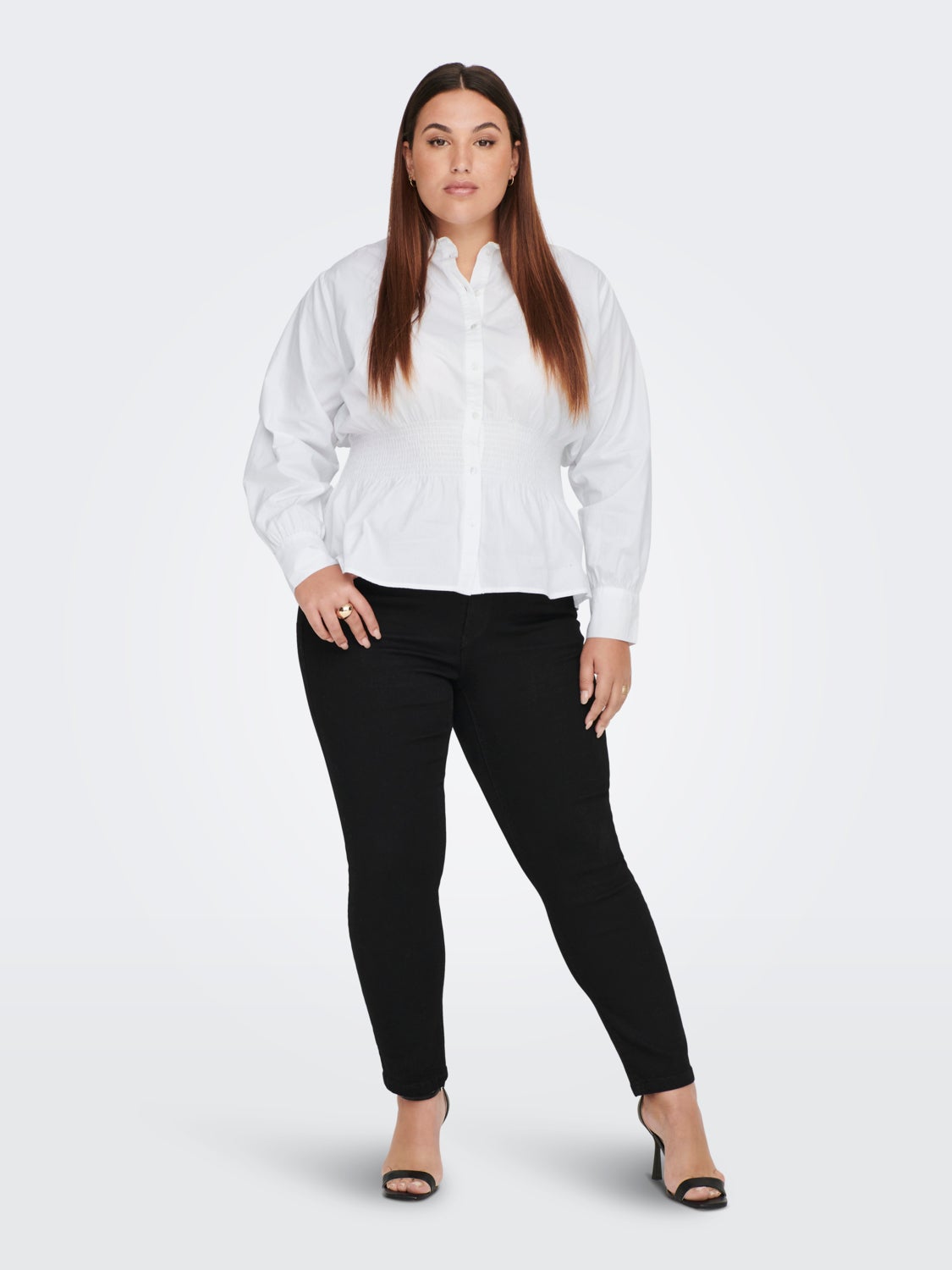 Curvy smock detail shirt