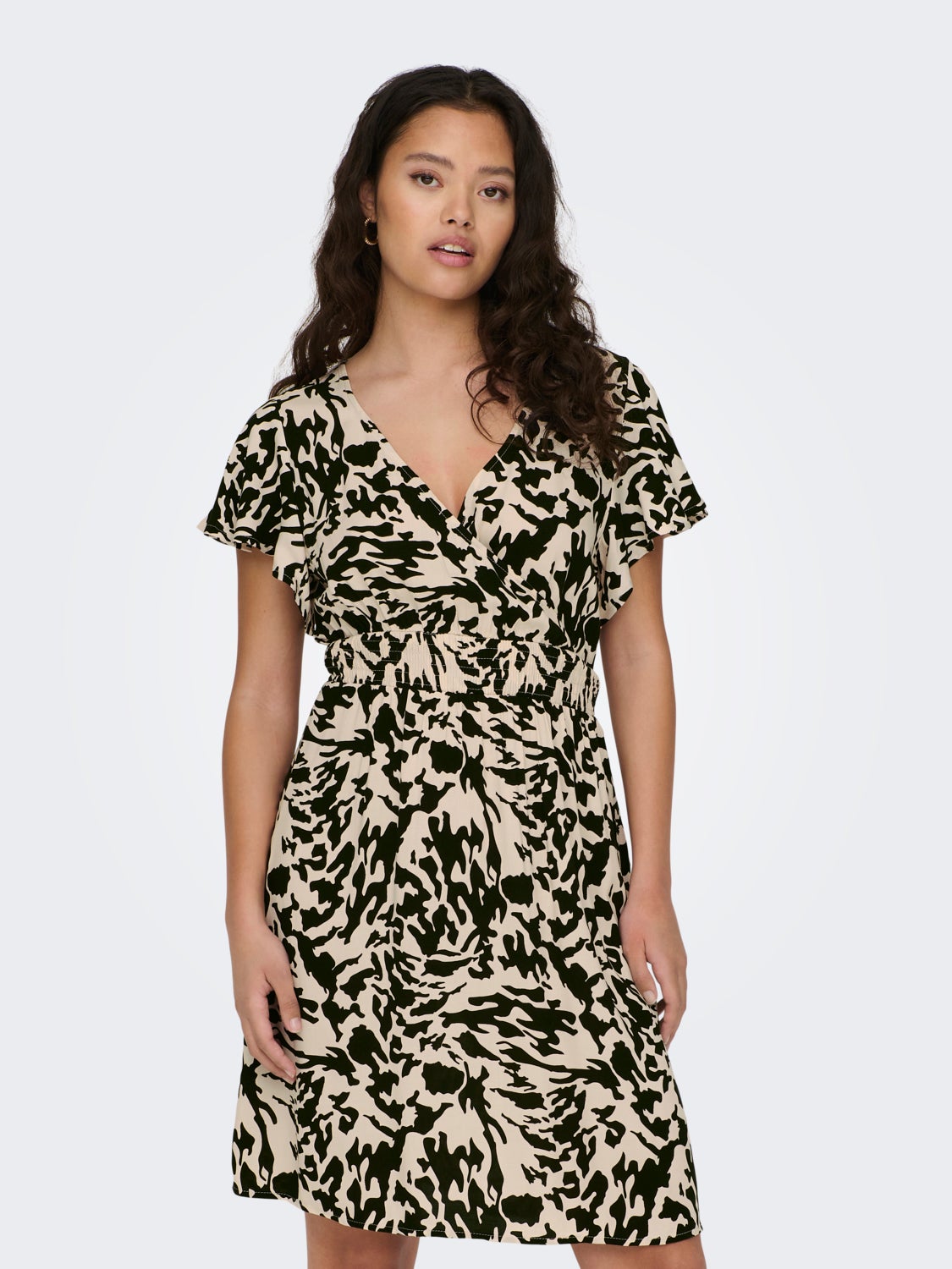 Mini wrap dress with v-neck