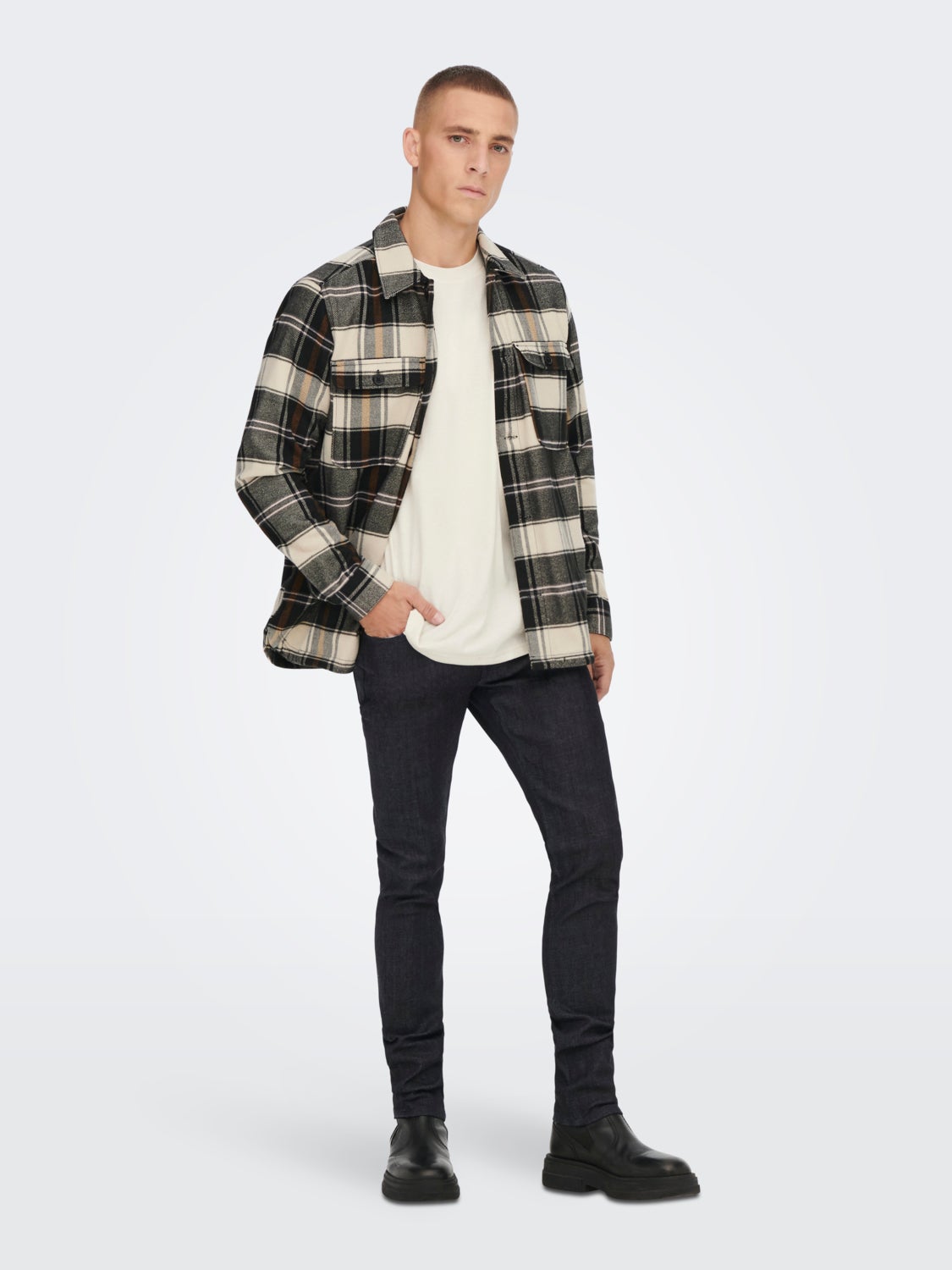 Loose Fit Checked twill overshirt