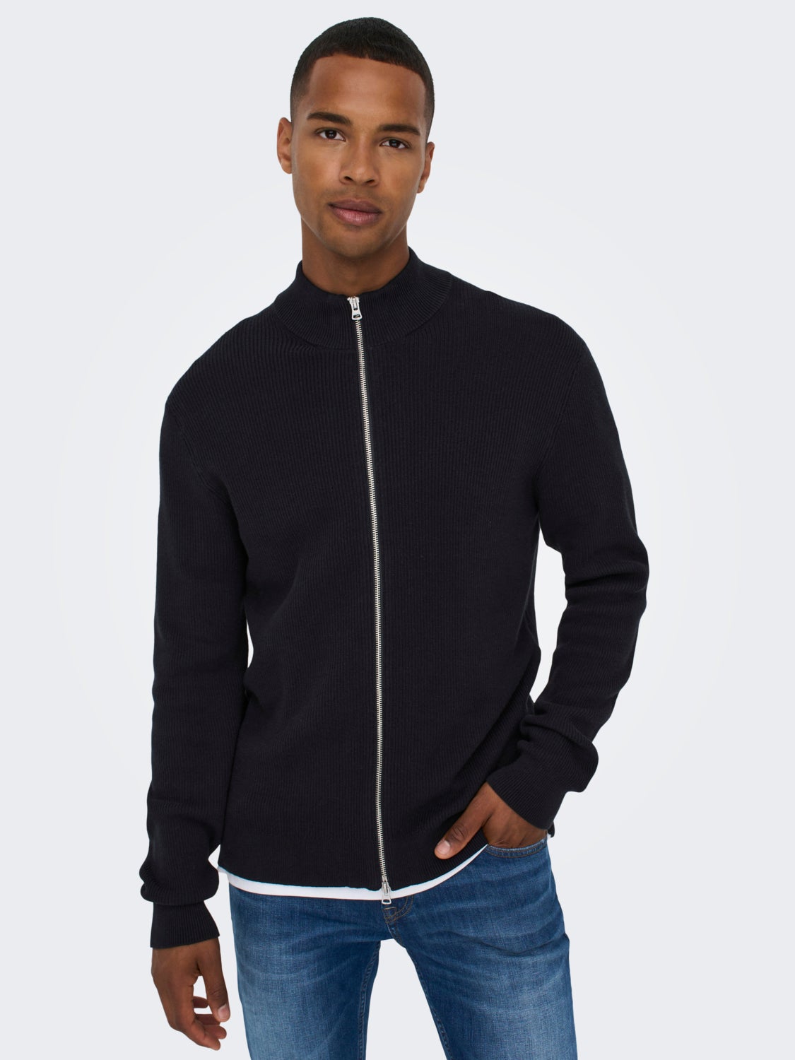 High neck Knit Cardigan