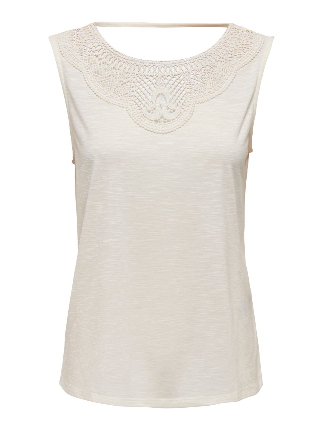Sleeveless o-neck top with lace detail