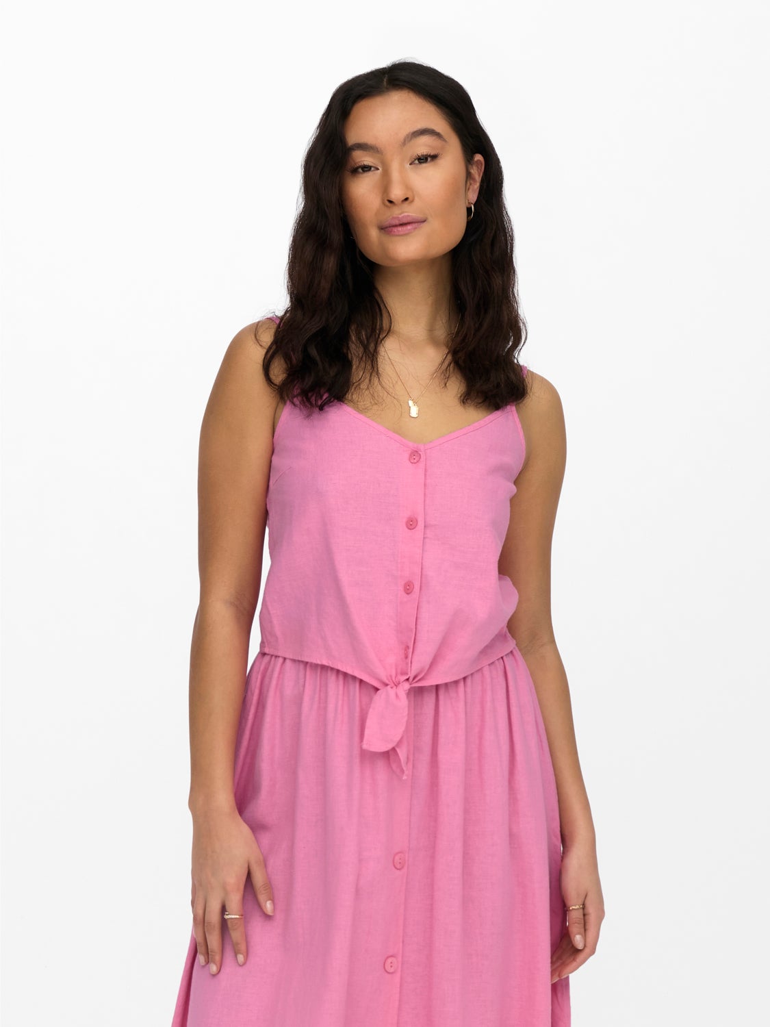 Cropped Knot detailed linen blend Top