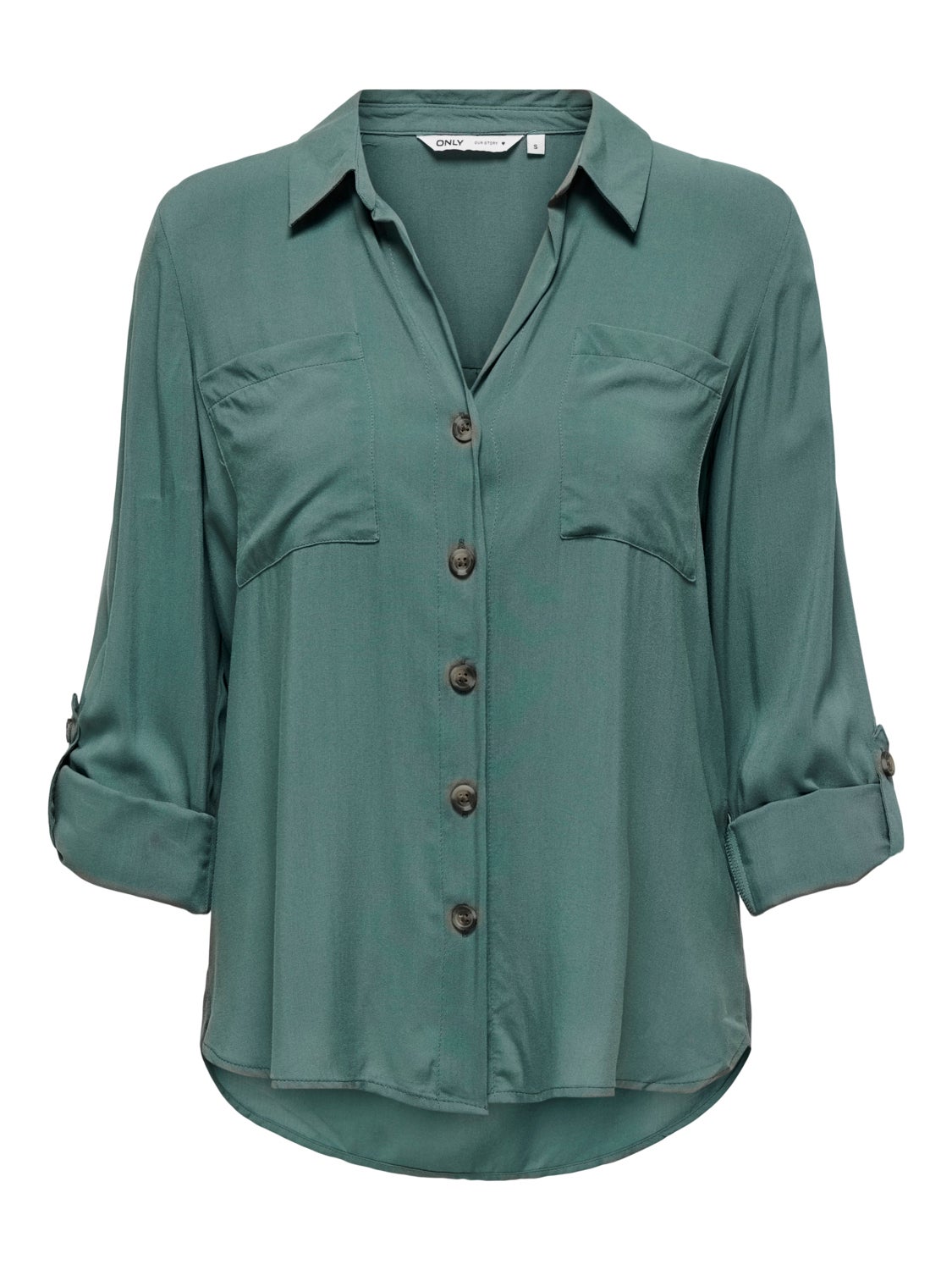 Shirt with rolled rolled up sleeves