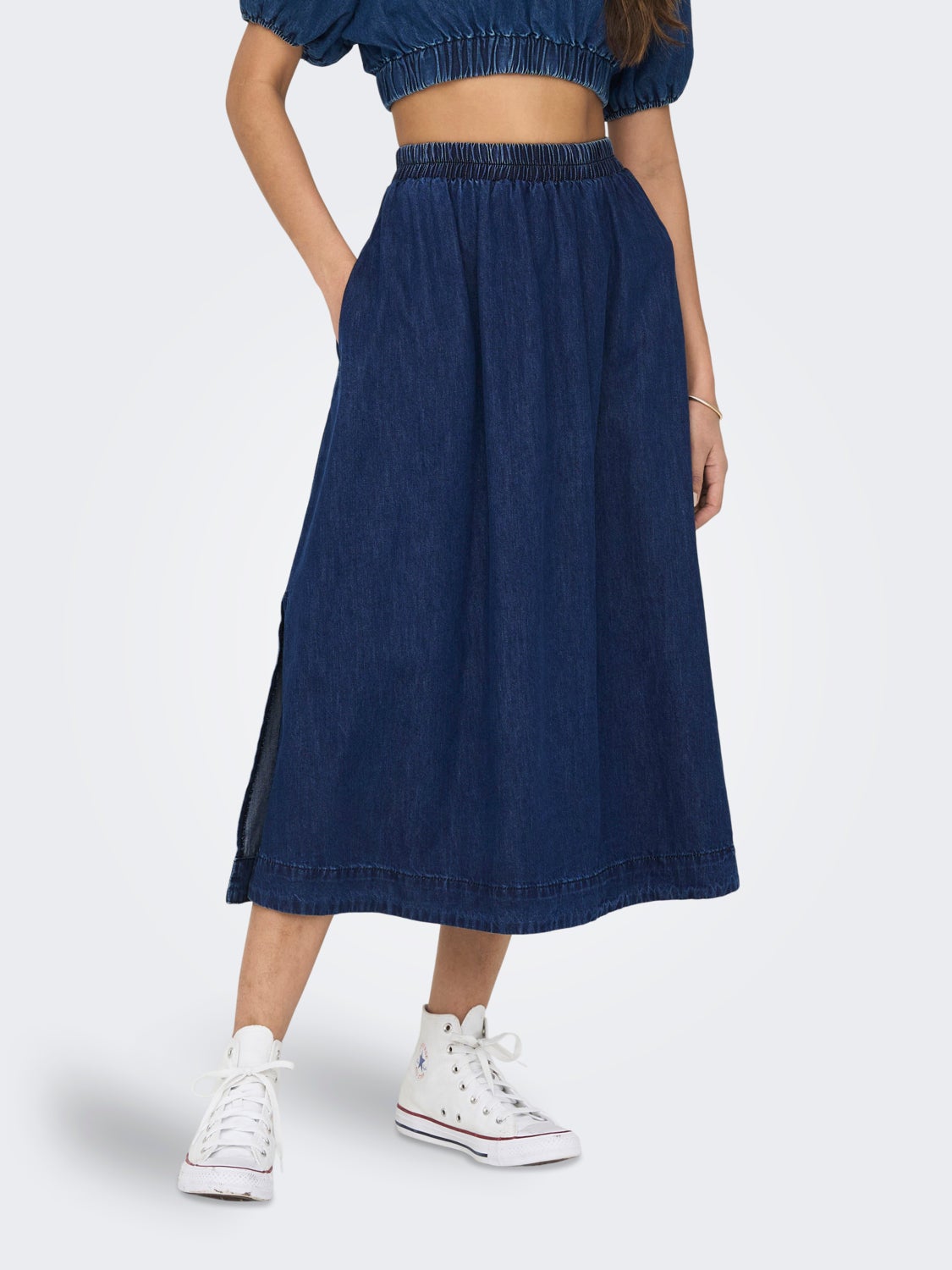 Midi denim skirt